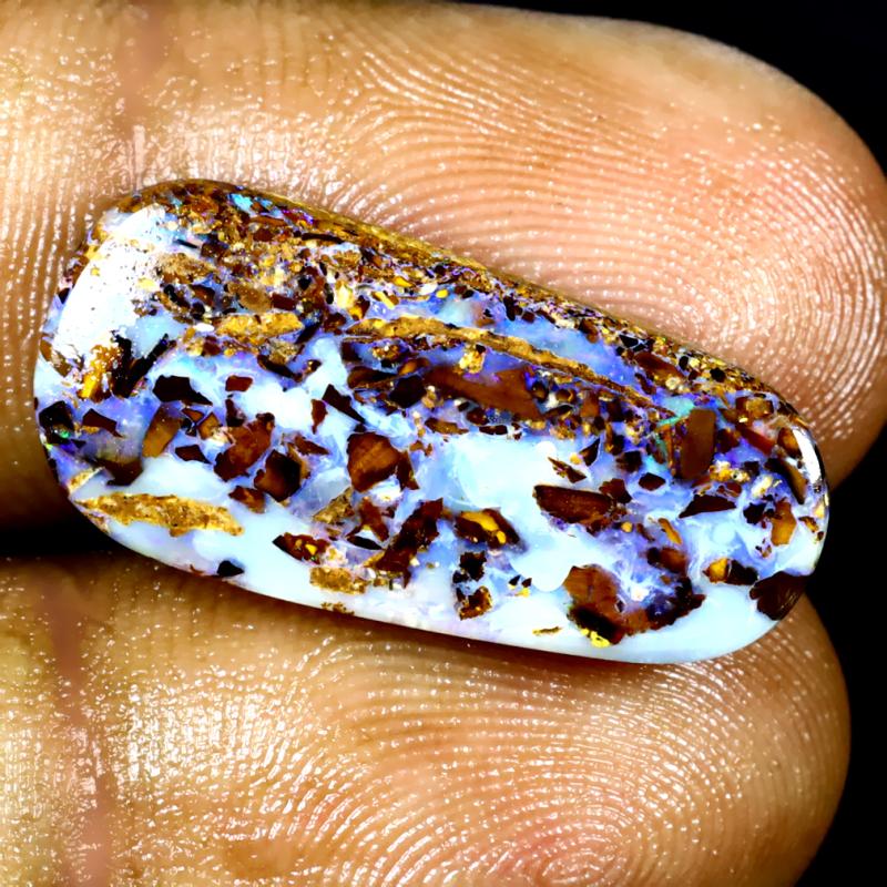 9.49 ct Impressive Fancy Shape (24 x 11 mm) Multi Color Australian Koroit Boulder Opal Natural Loose Gemstone