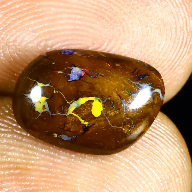 2.76 ct Unbelievable Fancy Shape (12 x 8 mm) Multi Color Australian Koroit Boulder Opal Natural Loose Gemstone
