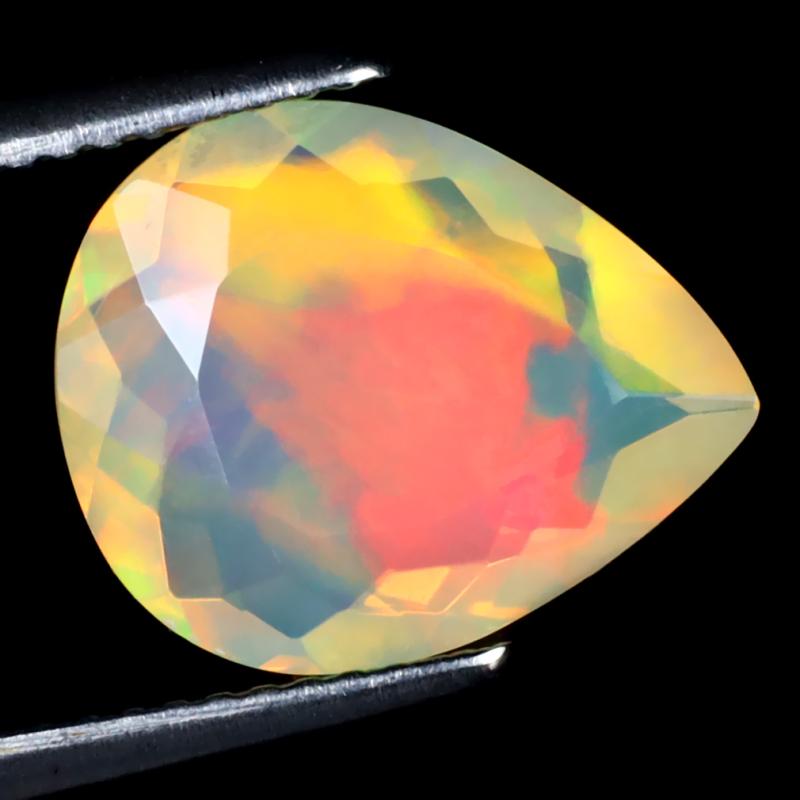 2.97 ct Shimmering Pear (13 x 11 mm) Un-Heated Ethiopia Rainbow Opal Loose Gemstone