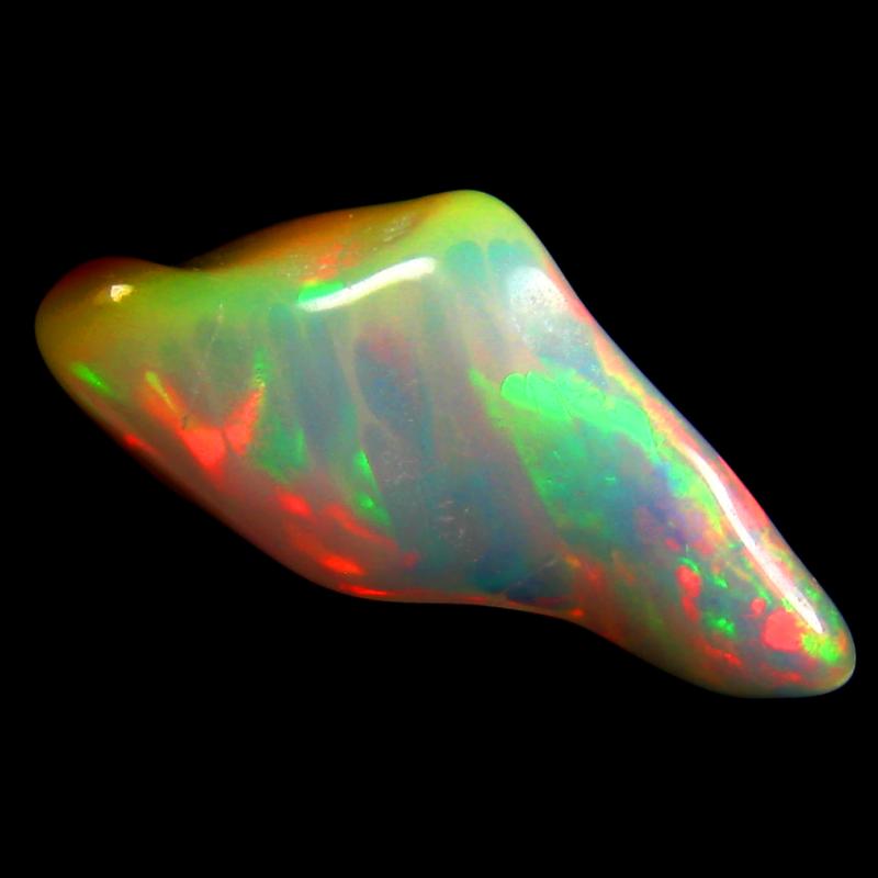 4.32 ct Significant Fancy Cut (18 x 9 mm) Unheated / Untreated Play of Colors Rainbow Opal Natural Gemstone
