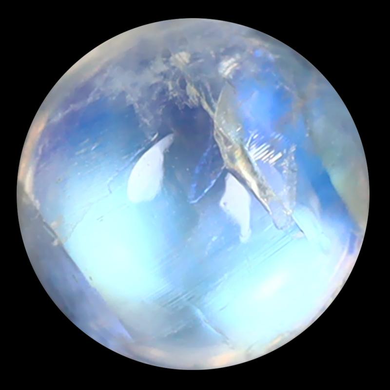 1.95 ct AAA Shimmering Round Cabochon Shape (7 x 7 mm) Rainbow Blue Moonstone Natural Gemstone