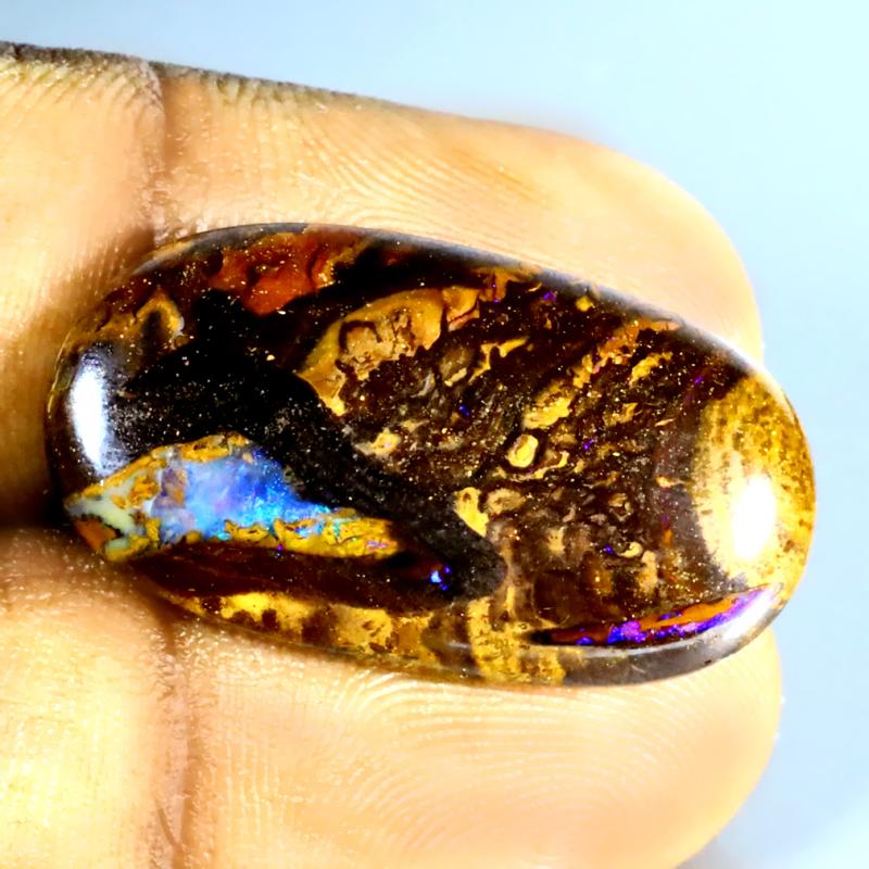 18.97 ct Magnificent fire Fancy Shape (28 x 15 mm) Multi Color Australian Koroit Boulder Opal Natural Loose Gemstone