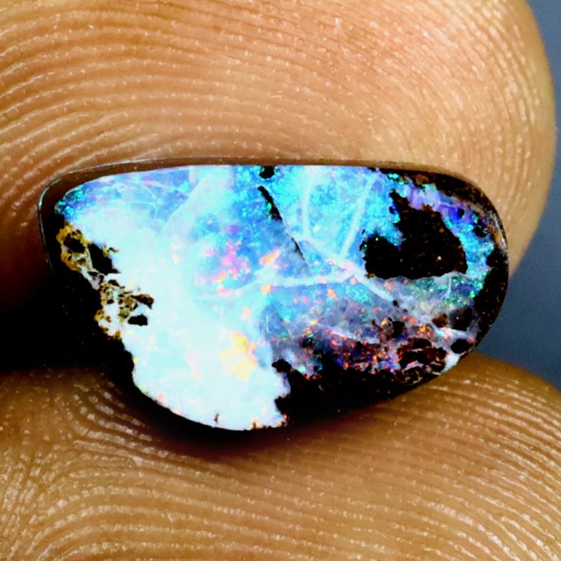 3.74 ct Very good Fancy Shape (13 x 7 mm) Multi Color Australian Koroit Boulder Opal Natural Loose Gemstone