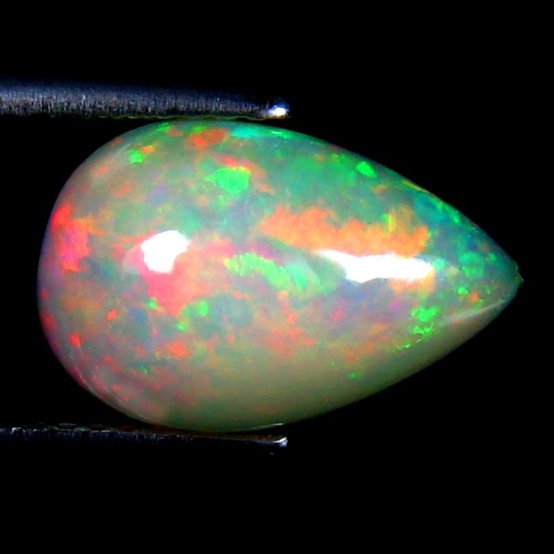 2.67 ct Phenomenal Pear Cabochon Cut (14 x 9 mm) Ethiopia Play of Colors Rainbow Opal Natural Gemstone