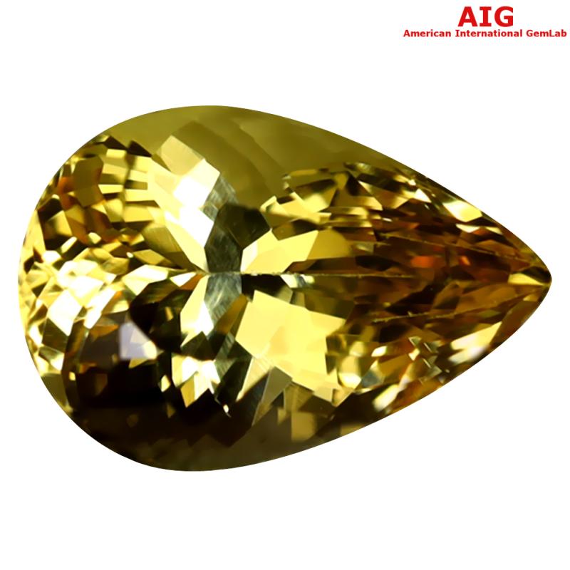 3.54 ct AIG Certified Incomparable Pear Cut (11 x 7 mm) Unheated / Untreated Orange Yellow Imperial Topaz Loose Stone