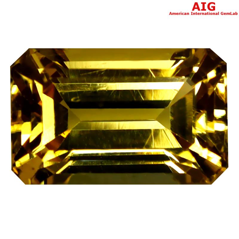 3.16 ct AIG Certified Attractive Octagon Cut (10 x 6 mm) Unheated / Untreated Orange Yellow Imperial Topaz Loose Stone