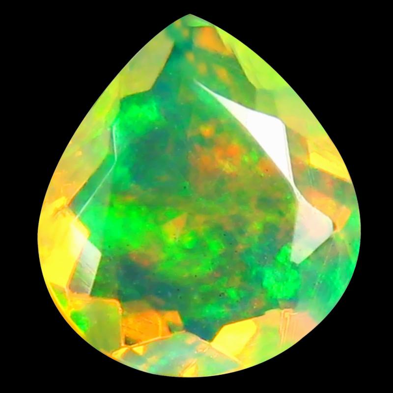 1.23 ct Beautiful Pear (9 x 8 mm) Un-Heated Ethiopia Rainbow Opal Loose Gemstone