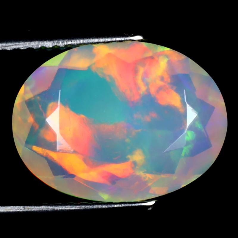 3.51 ct Phenomenal Oval (14 x 11 mm) Un-Heated Ethiopia Rainbow Opal Loose Gemstone