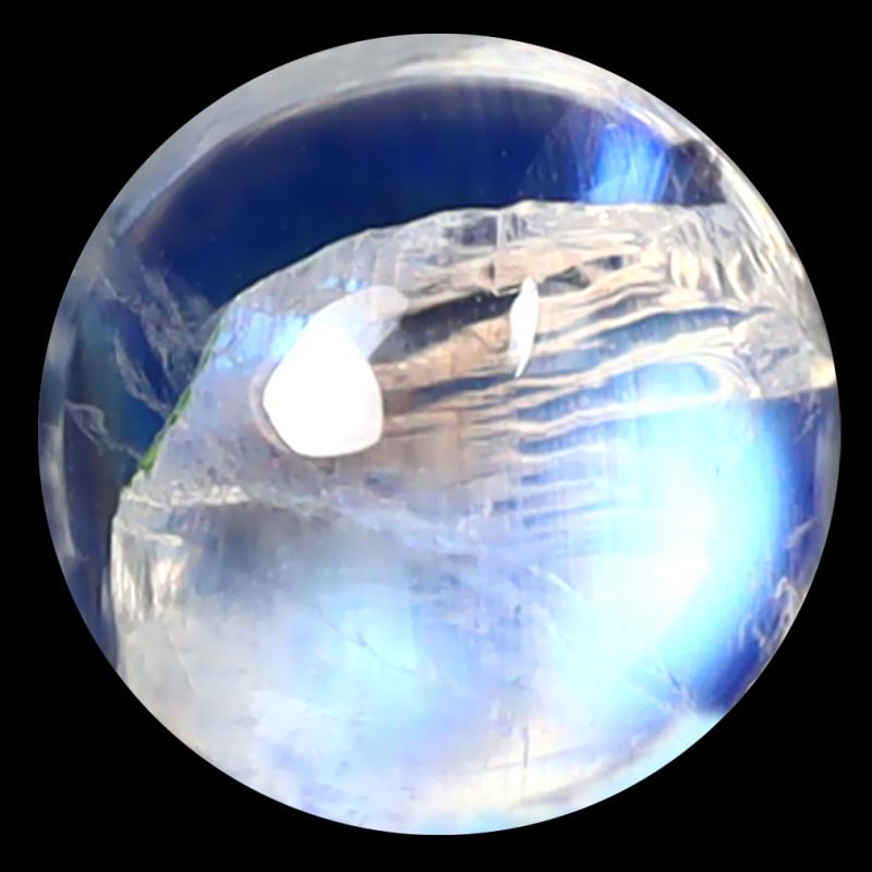 1.43 ct AAA Exquisite Round Cabochon Shape (7 x 7 mm) Rainbow Blue Moonstone Natural Gemstone