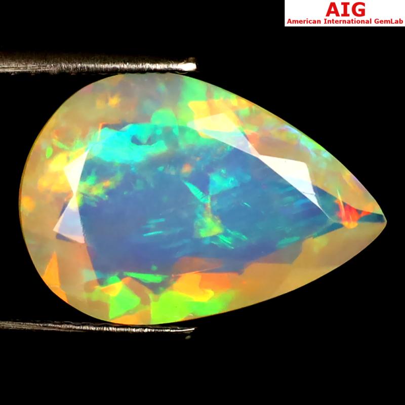 4.36 ct AIG Certified Extraordinary Oval Shape (16 x 11 mm) Natural Rainbow Opal Loose Gemstone