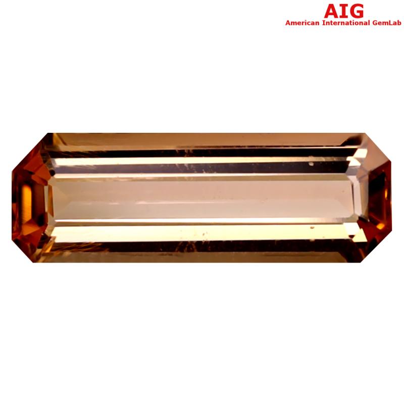 1.42 ct AIG Certified Shimmering Octagon Cut (12 x 4 mm) Unheated / Untreated Orange Pink Imperial Topaz Loose Stone