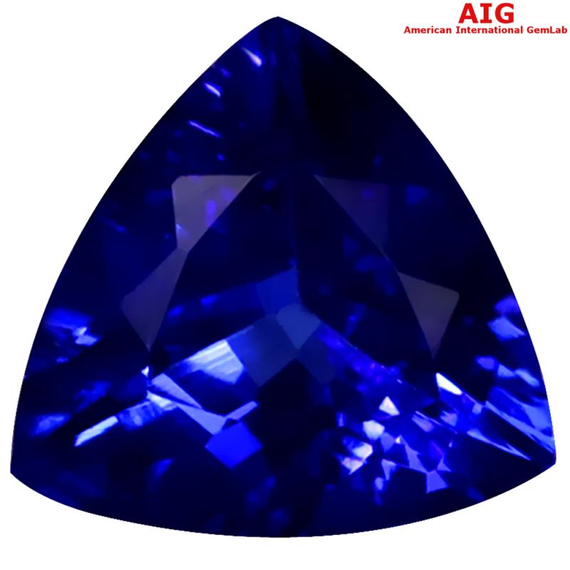 2.18 ct AIG Certified AAAA Grade Very good Trillion Cut (9 x 9 mm) D'Block Tanzanite Gemstone