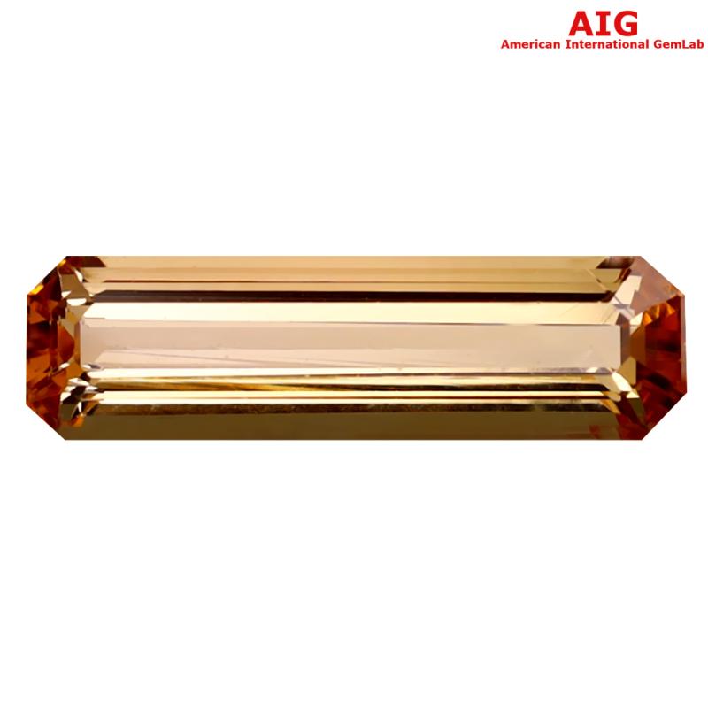 1.40 ct AIG Certified Wonderful Octagon Cut (12 x 3 mm) Unheated / Untreated Orange Yellow Imperial Topaz Loose Stone