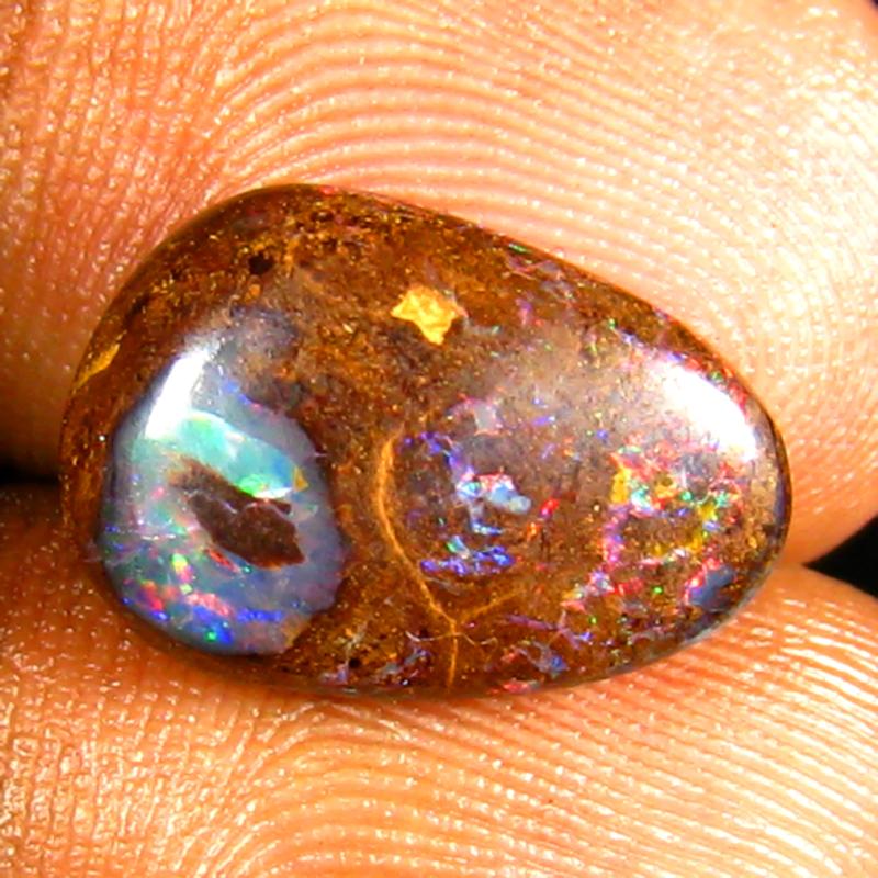 5.17 ct Gorgeous Fancy Shape (15 x 10 mm) Multi Color Australian Koroit Boulder Opal Natural Loose Gemstone