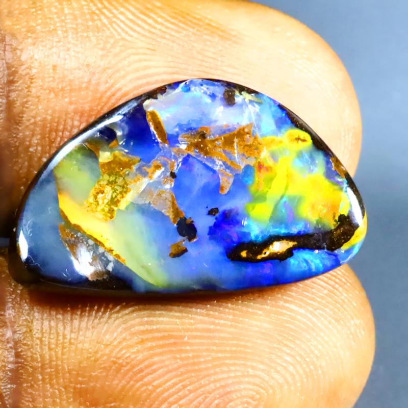 12.68 ct Dazzling Fancy Shape (22 x 13 mm) Multi Color Australian Koroit Boulder Opal Natural Loose Gemstone