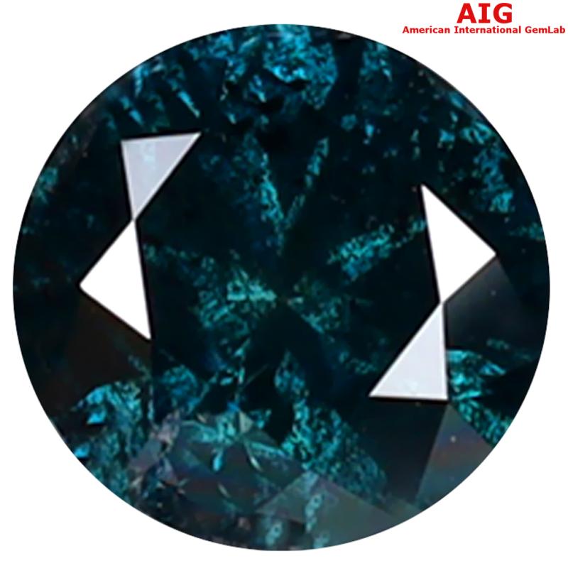 0.89 ct AIG CERTIFIED TERRIFIC ROUND SHAPE (6 X 6 MM) GENUINE GREENISH BLUE DIAMOND LOOSE STONE