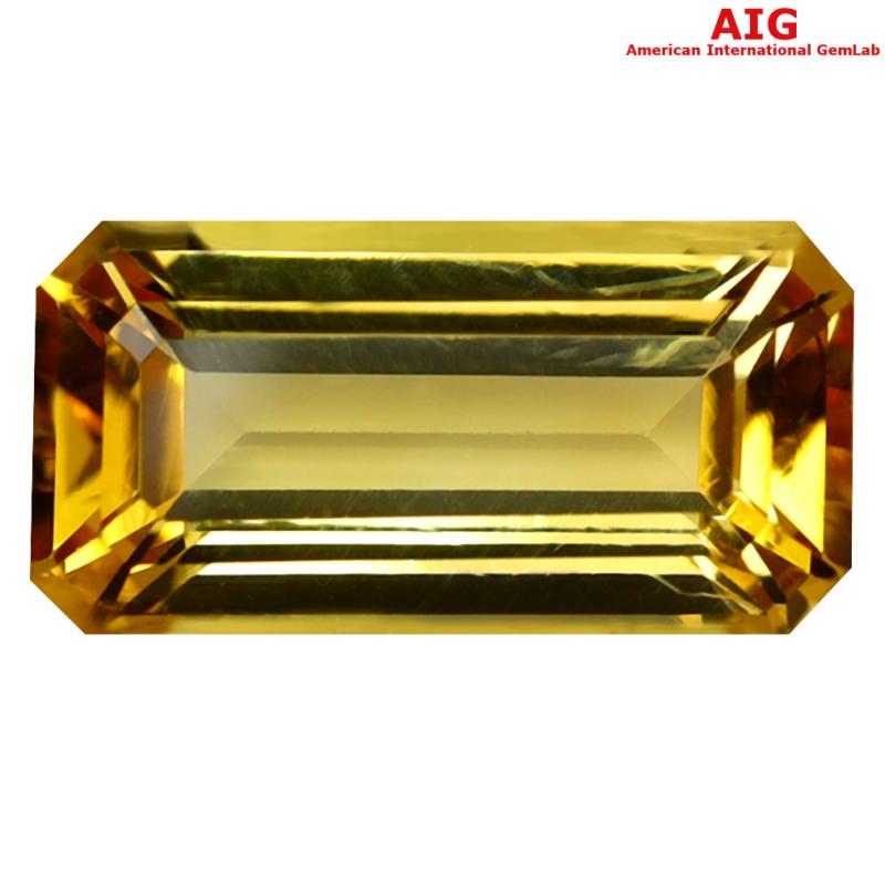 4.04 ct AIG Certified Awe-inspiring Octagon Cut (13 x 7 mm) Unheated / Untreated Orange Yellow Imperial Topaz Loose Stone