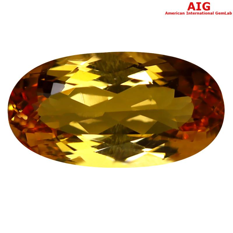 2.25 ct AIG Certified Spectacular Oval Cut (11 x 6 mm) Unheated / Untreated Orange Yellow Imperial Topaz Loose Stone