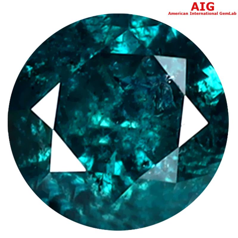 1.09 ct AIG CERTIFIED GORGEOUS ROUND SHAPE (6 X 6 MM) GENUINE GREENISH BLUE DIAMOND LOOSE STONE