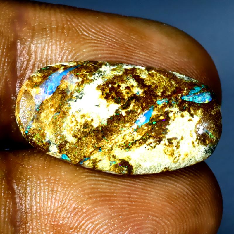 7.96 ct Beautiful Fancy Shape (22 x 12 mm) Multi Color Australian Koroit Boulder Opal Natural Loose Gemstone