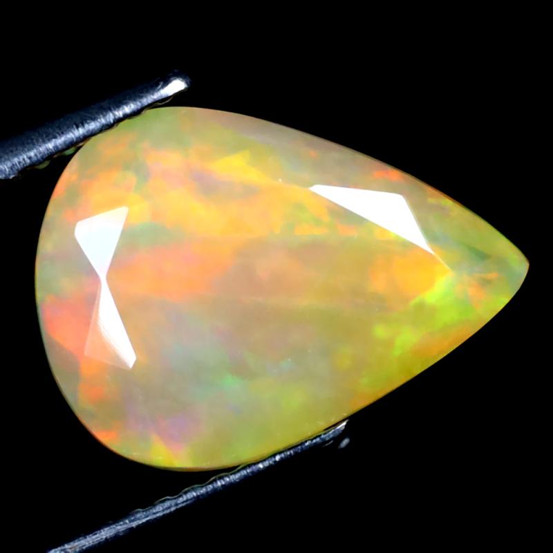 3.53 ct Eye-popping Pear (14 x 10 mm) Un-Heated Ethiopia Rainbow Opal Loose Gemstone