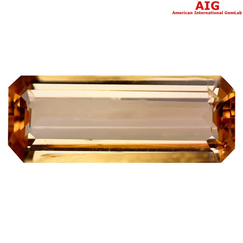 1.26 ct AIG Certified Spectacular Octagon Cut (11 x 4 mm) Unheated / Untreated Orange Yellow Imperial Topaz Loose Stone