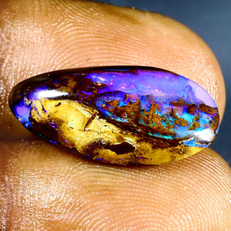 7.92 ct Good-looking Fancy Shape (21 x 10 mm) Multi Color Australian Koroit Boulder Opal Natural Loose Gemstone