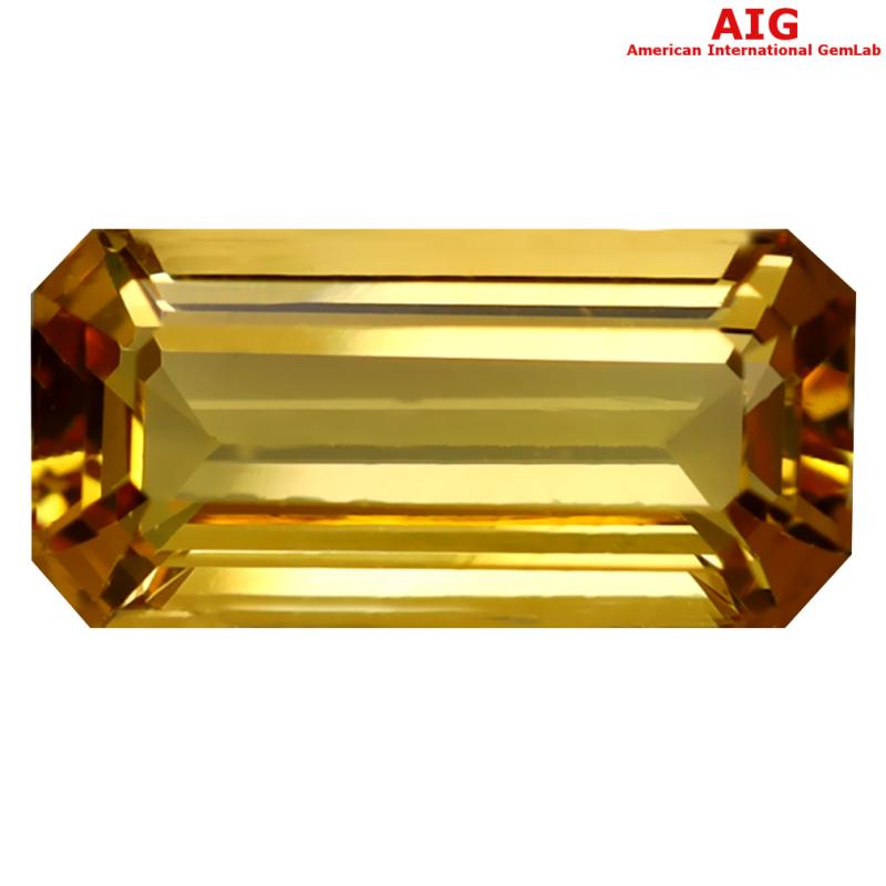 2.82 ct AIG Certified First-class Octagon Cut (11 x 5 mm) Unheated / Untreated Orange Yellow Imperial Topaz Loose Stone