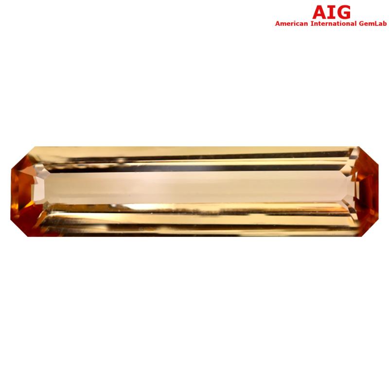 1.52 ct AIG Certified Resplendent Octagon Cut (15 x 4 mm) Unheated / Untreated Orange Yellow Imperial Topaz Loose Stone