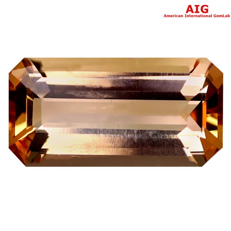 1.27 ct AIG Certified Terrific Octagon Cut (9 x 5 mm) Unheated / Untreated Orange Yellow Imperial Topaz Loose Stone