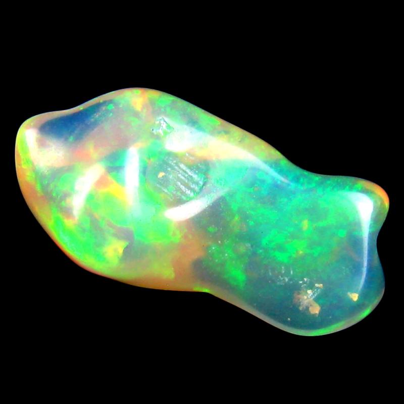 4.42 ct Phenomenal Fancy Cut (19 x 9 mm) Unheated / Untreated Play of Colors Rainbow Opal Natural Gemstone