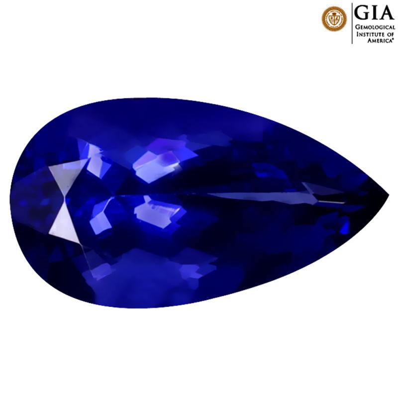 GIA CERTIFIED 3.83 ct AAAA FABULOUS PEAR CUT (14 X 8 MM) GENUINE D'BLOCK TANZANITE GEMSTONE