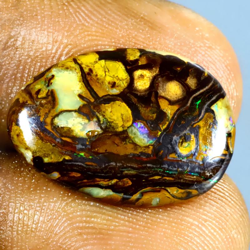 8.47 ct Best Fancy Shape (20 x 14 mm) Multi Color Australian Koroit Boulder Opal Natural Loose Gemstone