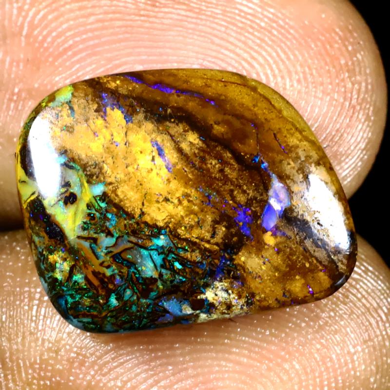 12.45 ct Lovely Fancy Shape (17 x 14 mm) Multi Color Australian Koroit Boulder Opal Natural Loose Gemstone