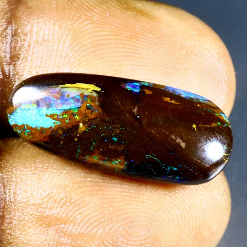 9.94 ct Exquisite Fancy Shape (23 x 10 mm) Multi Color Australian Koroit Boulder Opal Natural Loose Gemstone