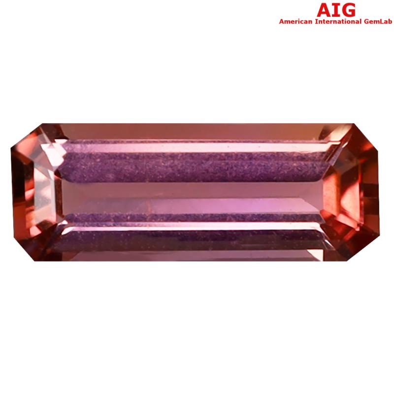 0.93 ct AIG Certified Astonishing Octagon Cut (10 x 4 mm) Unheated / Untreated Orange Pink Imperial Topaz Loose Stone