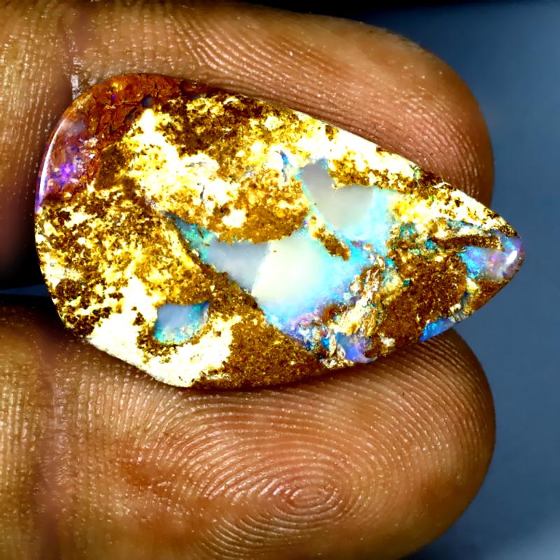 8.60 ct Romantic Fancy Shape (26 x 16 mm) Multi Color Australian Koroit Boulder Opal Natural Loose Gemstone