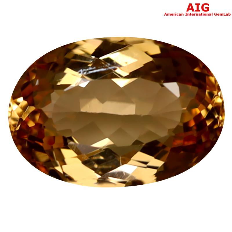 1.36 ct AIG Certified Phenomenal Oval Cut (8 x 5 mm) Unheated / Untreated Orange Pink Imperial Topaz Loose Stone