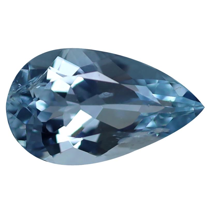 2.05 ct Super-Excellent Pear Cut (12 x 7 mm) Unheated / Untreated Sky Blue Aquamarine Natural Gemstone