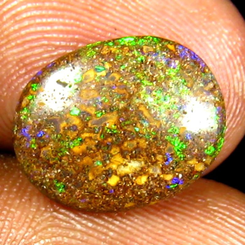 3.55 ct Resplendent Fancy Shape (13 x 11 mm) Multi Color Australian Koroit Boulder Opal Natural Loose Gemstone