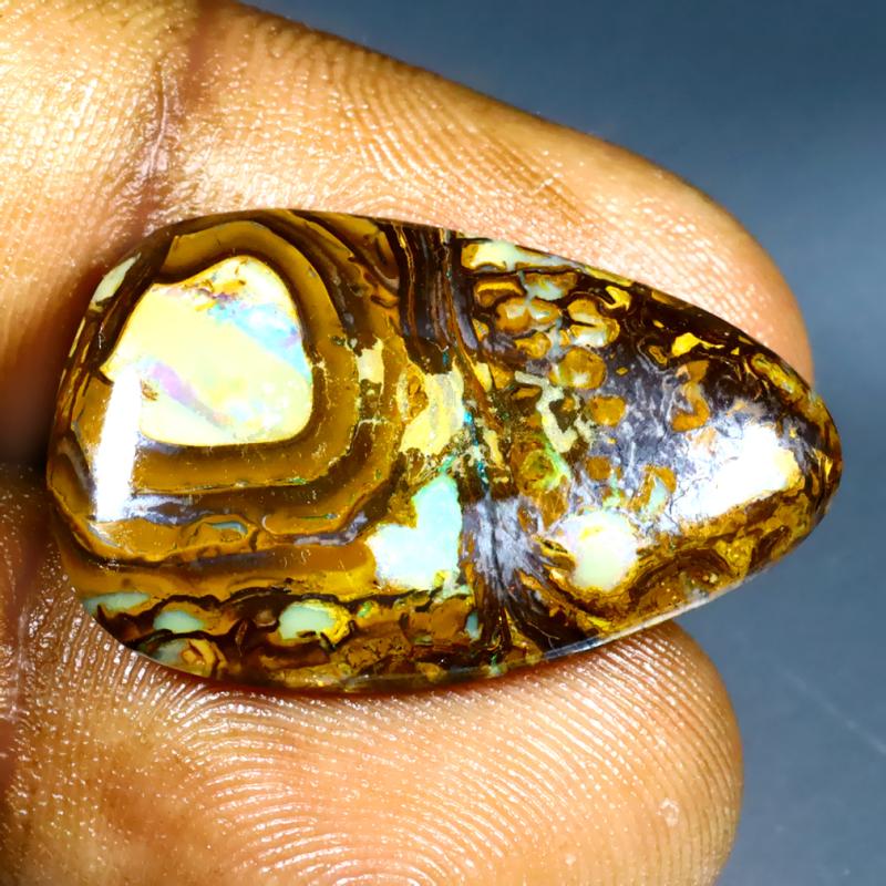 11.35 ct Astonishing Fancy Shape (26 x 16 mm) Multi Color Australian Koroit Boulder Opal Natural Loose Gemstone