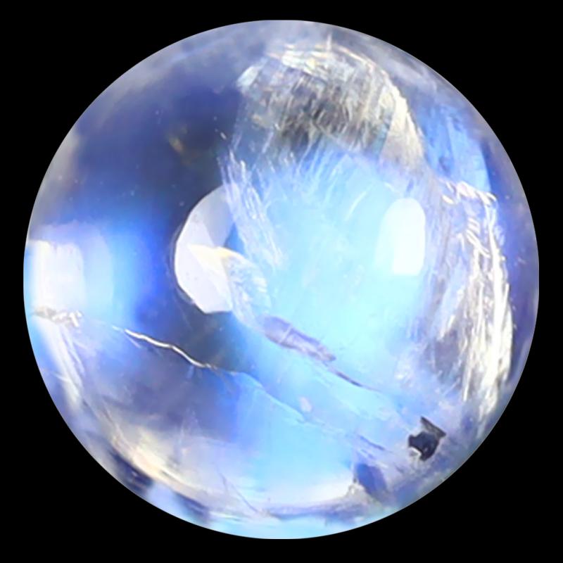 1.99 ct AAA Topnotch Round Cabochon Shape (7 x 7 mm) Rainbow Blue Moonstone Natural Gemstone