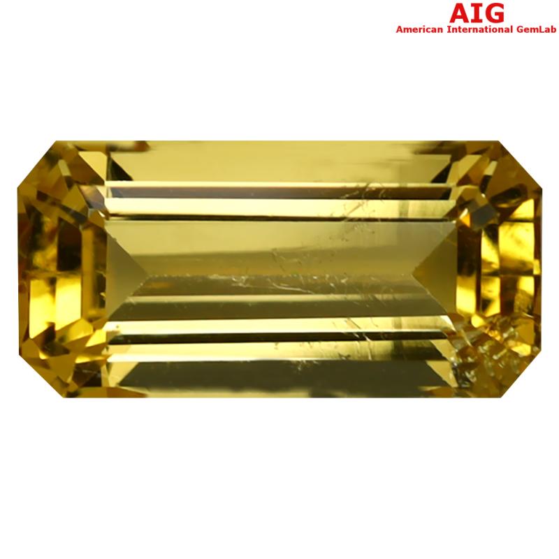 2.50 ct AIG Certified Remarkable Octagon Cut (11 x 5 mm) Unheated / Untreated Orange Yellow Imperial Topaz Loose Stone