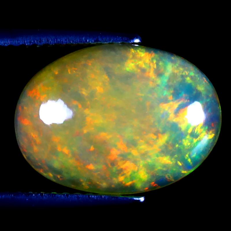 5.12 ct Significant Oval Cabochon (15 x 11 mm) Ethiopian 360 Degree Flashing Rainbow Opal Natural Gemstone