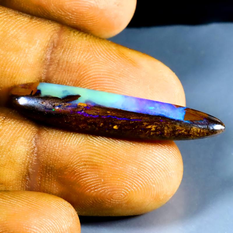 10.61 ct Pretty Fancy Shape (35 x 7 mm) Multi Color Australian Koroit Boulder Opal Natural Loose Gemstone