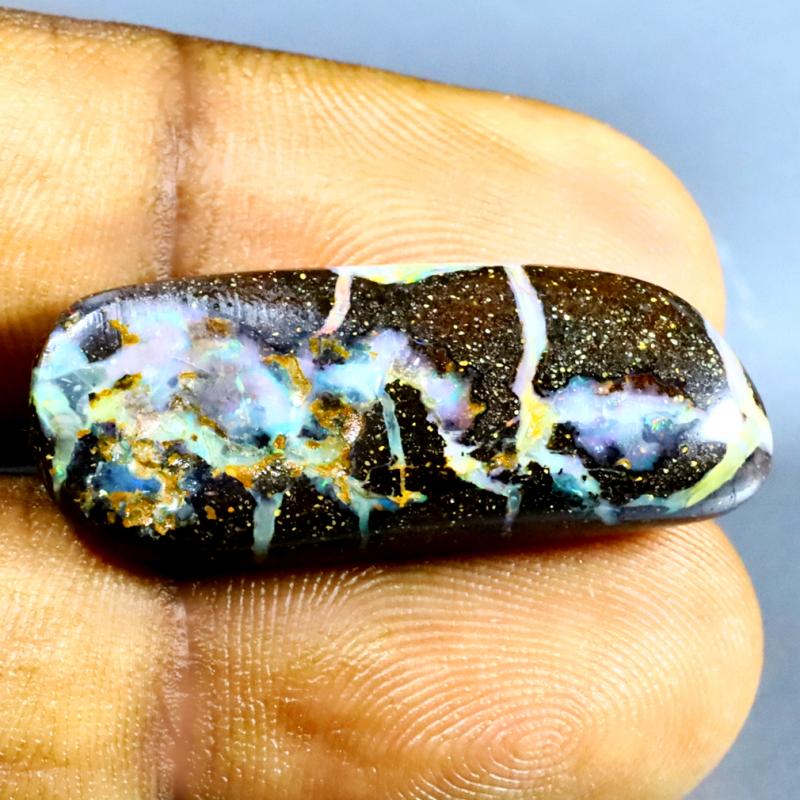 25.19 ct Lovely Fancy Shape (29 x 12 mm) Multi Color Australian Koroit Boulder Opal Natural Loose Gemstone