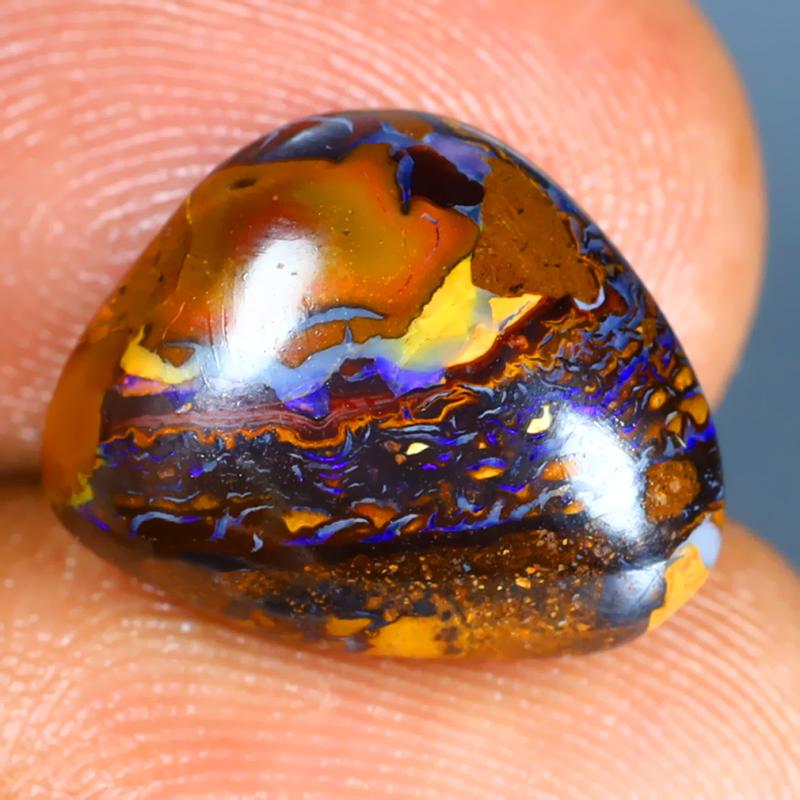 8.50 ct Dazzling Fancy Cabochon Shape (14 x 12 mm) Multi Color Australian Koroit Boulder Opal Natural Loose Gemstone