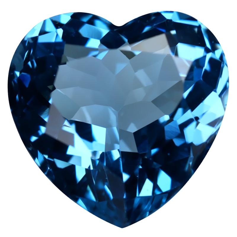 14.10 ct Splendid Heart (15 x 15 mm) Heated Brazil London Blue Topaz Loose Gemstone