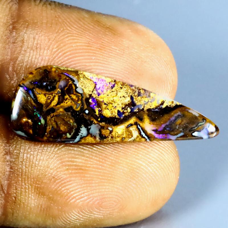 6.34 ct Exquisite Fancy Shape (28 x 10 mm) Multi Color Australian Koroit Boulder Opal Natural Loose Gemstone