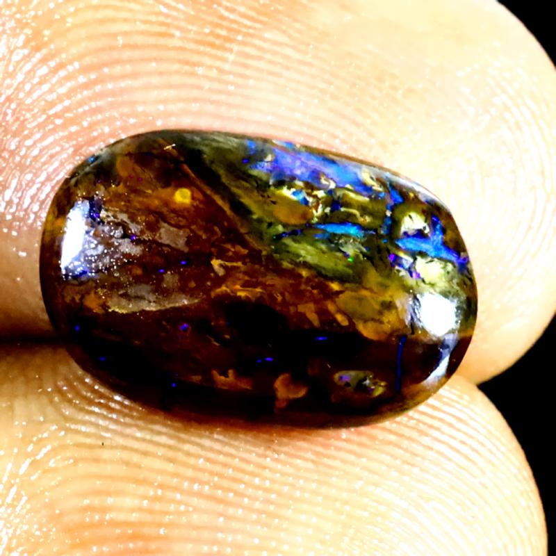 3.90 ct Mind-Boggling Fancy Shape (14 x 9 mm) Multi Color Australian Koroit Boulder Opal Natural Loose Gemstone